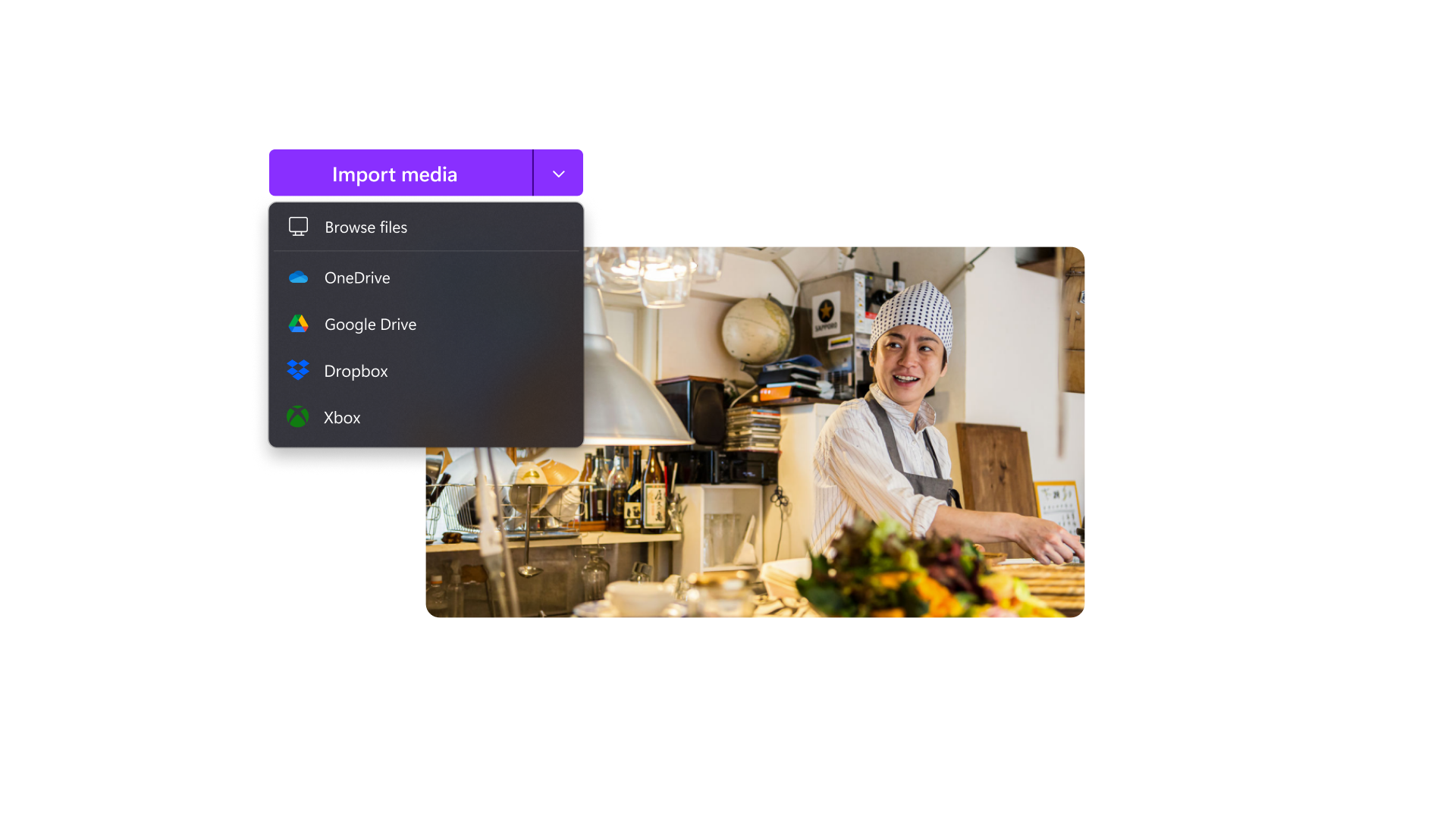 An image of a user importing videos.